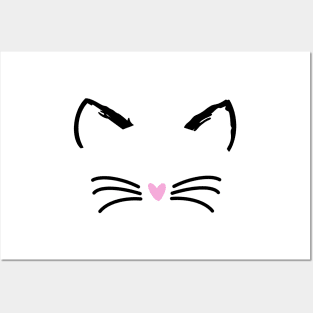 Cat face, Wiskers, Pink nose, Cute Cat Posters and Art